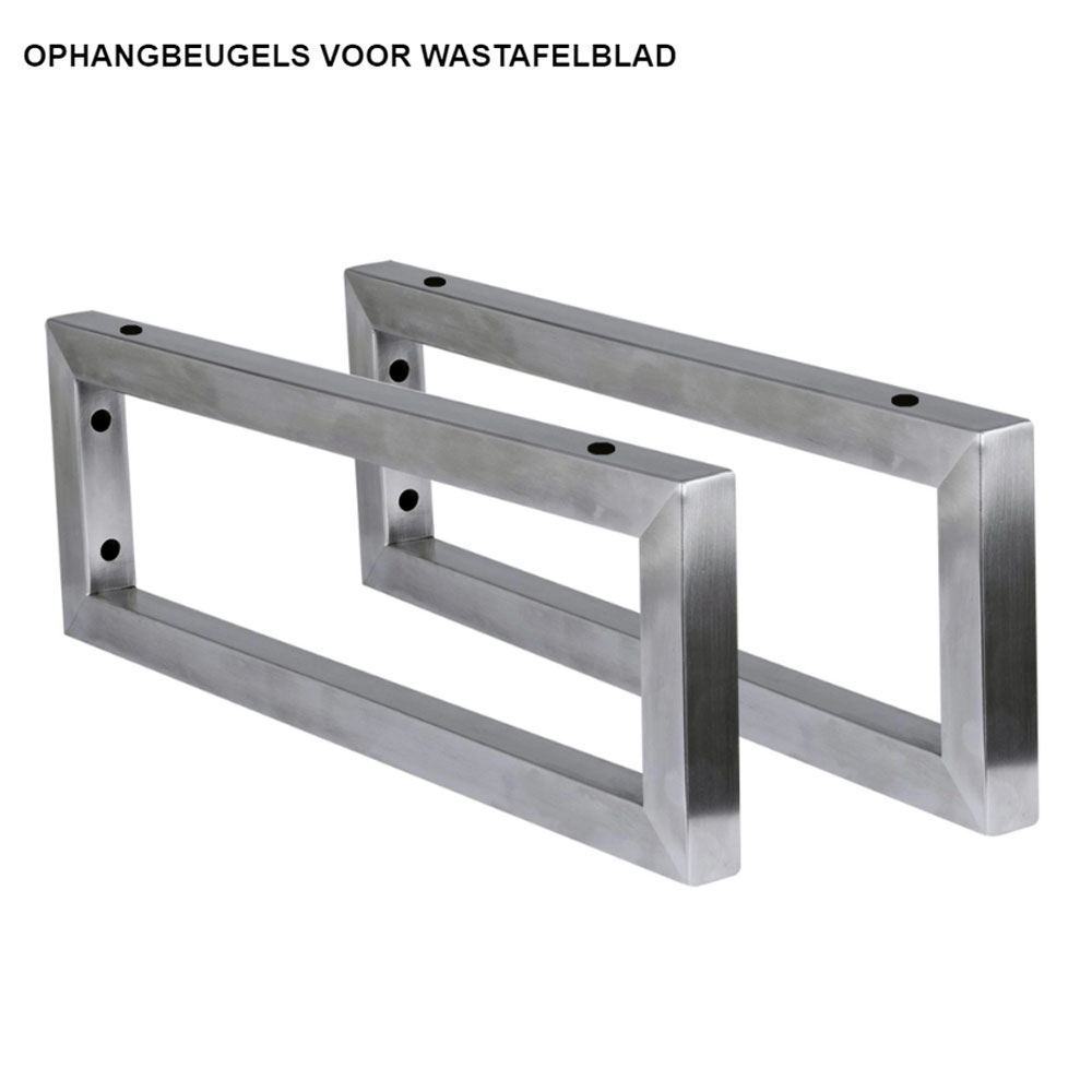 Luxe model steun, ophangbeugel voor wastafelblad set per 2, RVS