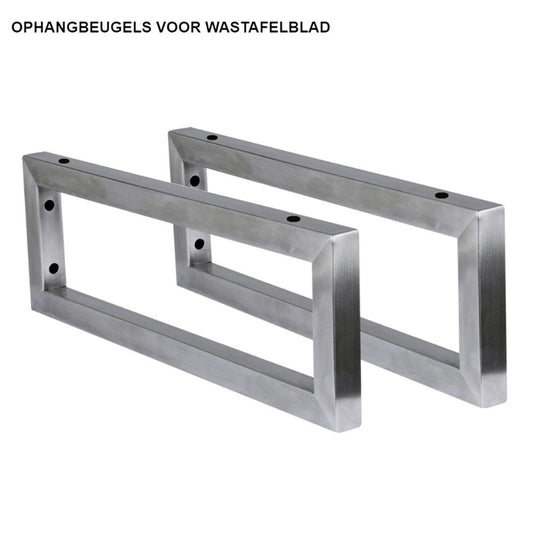 Luxe model steun, ophangbeugel voor wastafelblad set per 2, RVS