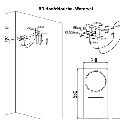 Best design rechthoek regendouche dualflow met waterval chroom