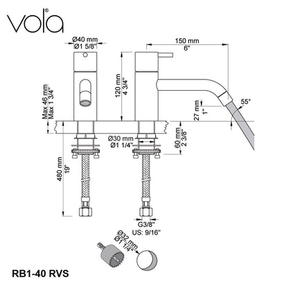 Vola RB1/150-40 fonteinkraan RVS