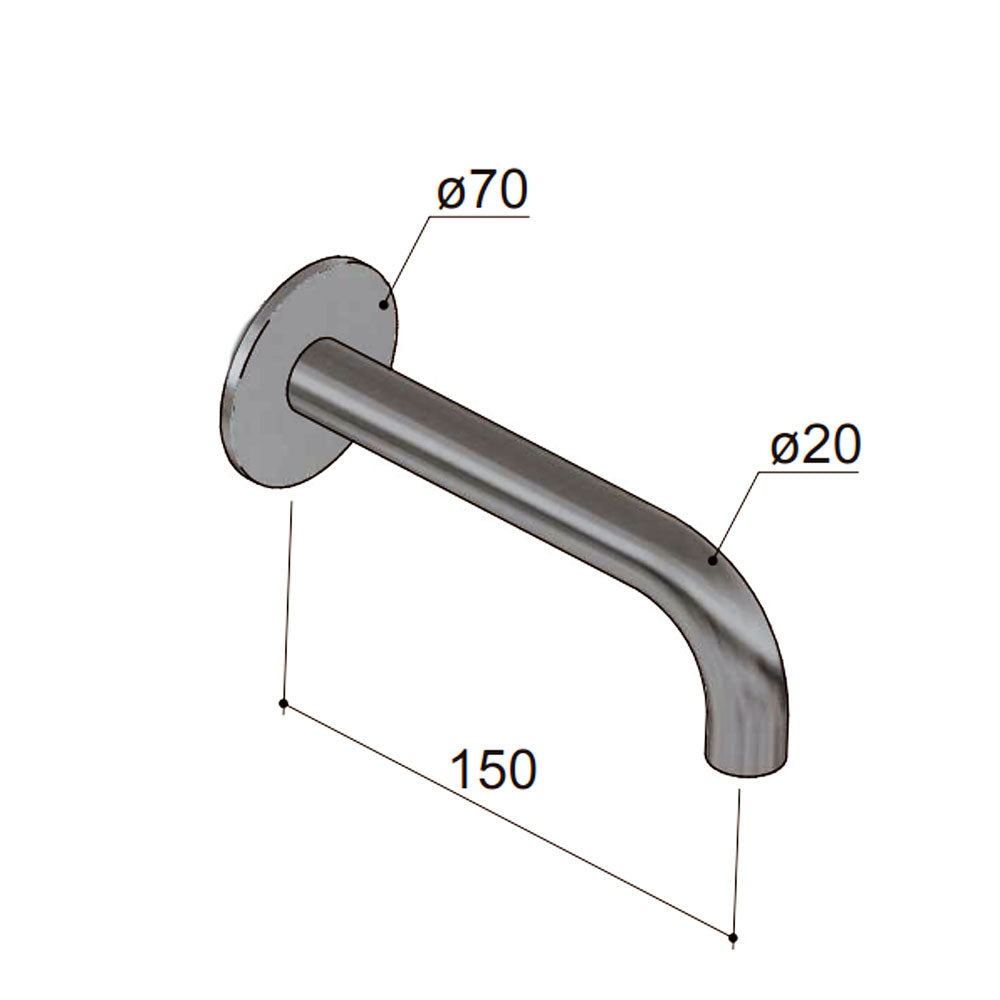 Hotbath Archie Kraan uitloop lengte 15 cm Mat RVS AR095-15