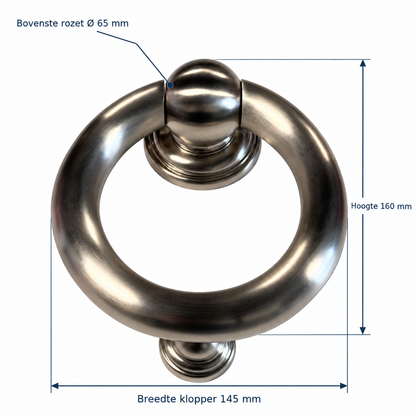 Quincalux ST ringklopper 303 Satijn Inoxlook 145 mm
