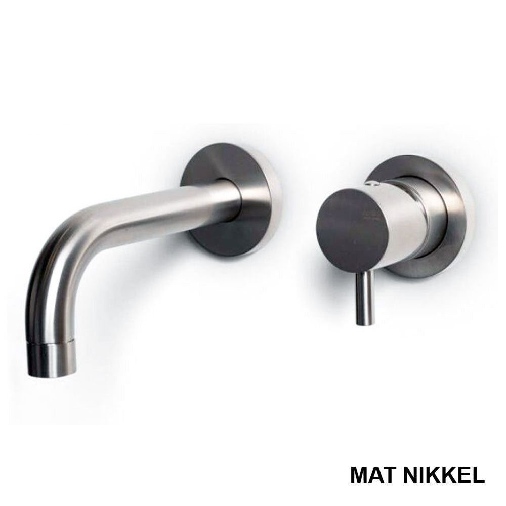 Bongio T mix inbouw wastafelkraan uitloop 16 cm, mat zwart of mat nikkel