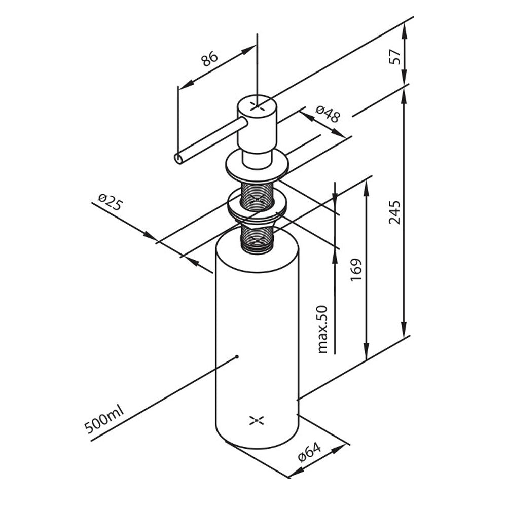 Damixa Collection inbouw zeepdispenser geborsteld, mat messing PVD