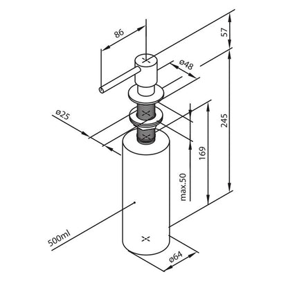Damixa Collection inbouw zeepdispenser geborsteld, mat messing PVD