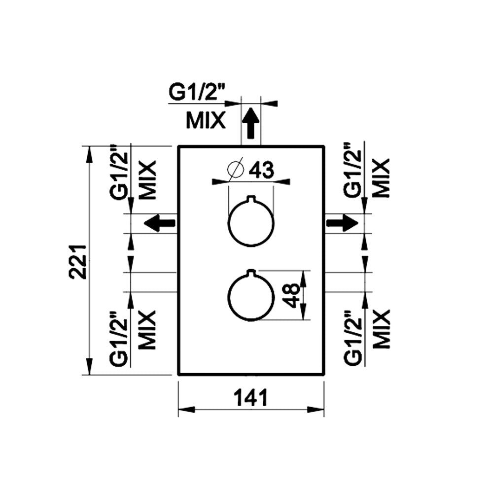 Gessi Emperio 3-weg inbouw + afbouwdeel douche thermostaatkraan, Warm Geborsteld Brons