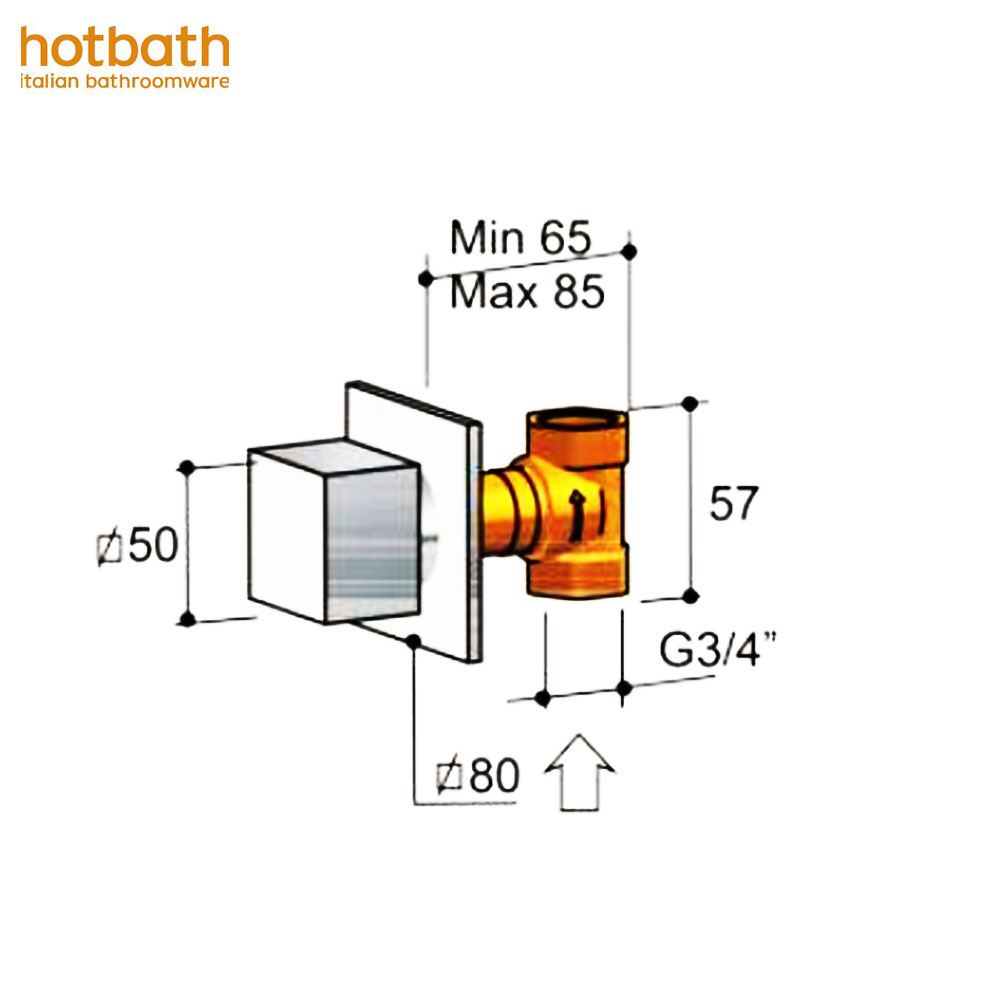 Hotbath Bloke Q068 inbouw stopkraan geborsteld nikkel 