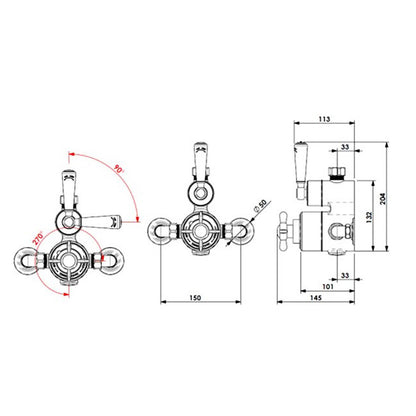 Windsor & Co klassieke losse opbouw thermostaatkraan met één weg, gepolijst messing (living color)
