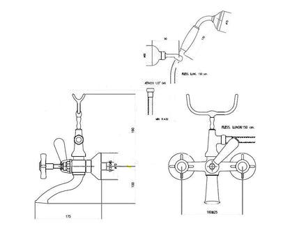 Horton &amp; Studley opbouw badmengkraan met handdouche chroom 