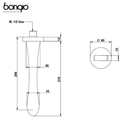 Bongio O'clock inbouw uitloop sprong 22 cm chroom