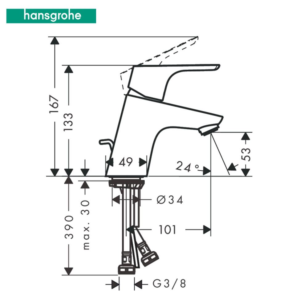 Hansgrohe Focus E2 wastafelkraan met waste chroom 