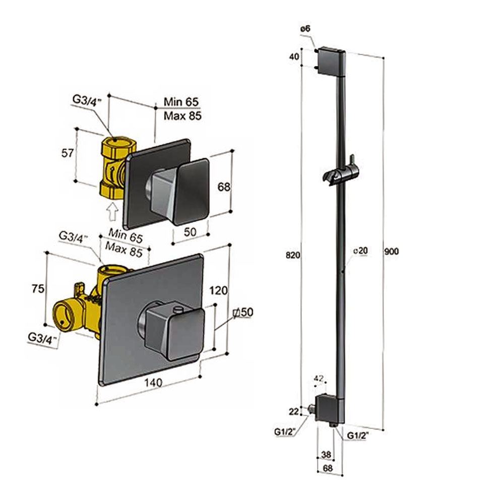 Hotbath BR012CR thermostatische inbouw douchekraan met 1 stopkraan, chroom