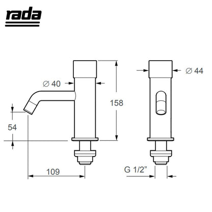 Rada T4 105 zelfsluiten koudwater fonteinkraan chroom 