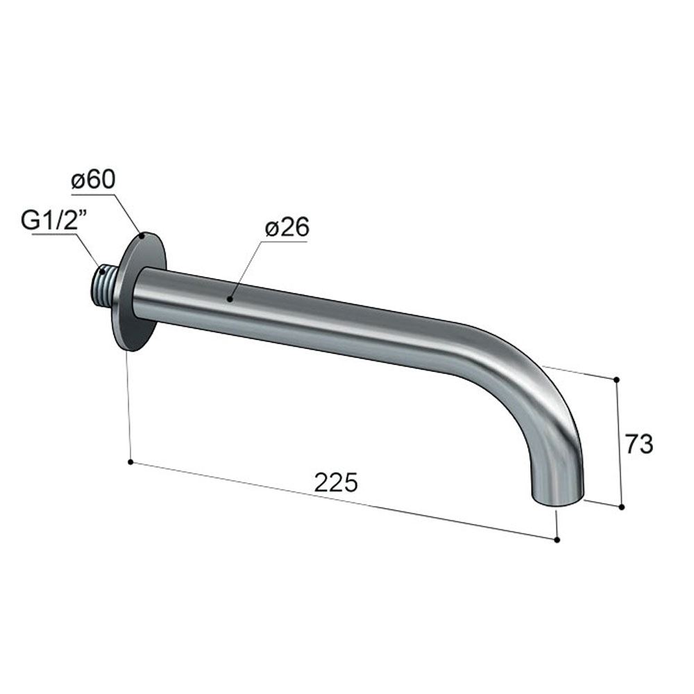 Hotbath Pal wanduitloop sprong 22,5 cm chroom (P0225CR)