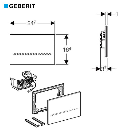 Geberit Sigma80 bedieningspaneel infrarood touch free spoeling voor inbouwreservoir 12 cm, spiegelglas