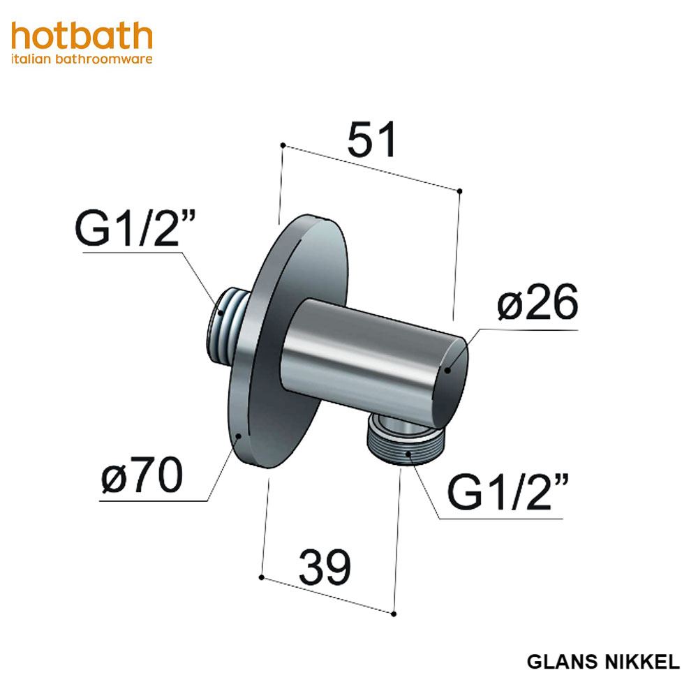 Hotbath Cobber M517 rond wand uitlaat universeel glans nikkel