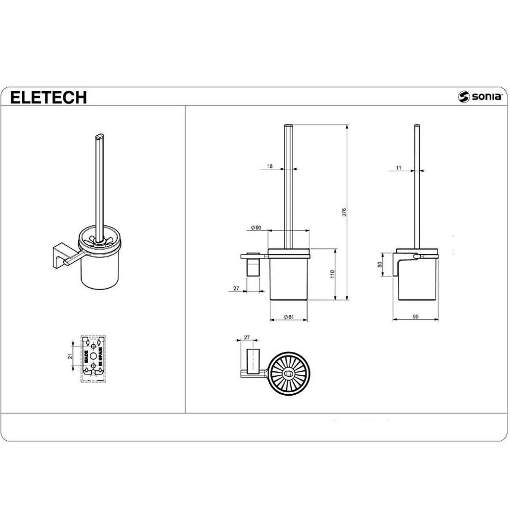 Sonia Eletech toiletborstelhouder voor wandmontage chroom