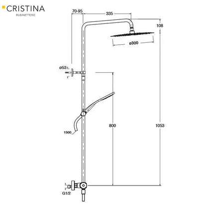 Cristina Foil luxe doucheset met thermostatische mengkraan, geborsteld gunmetal