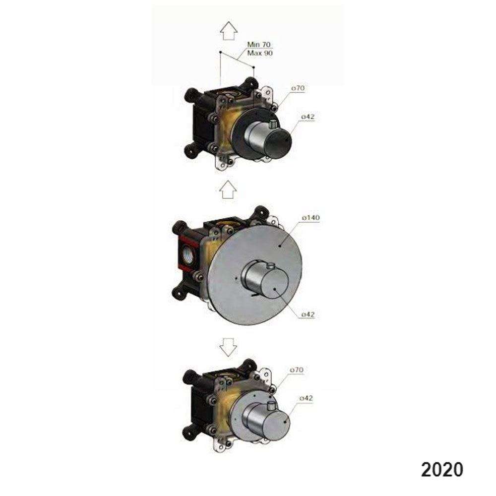 Hotbath Buddy B007EXT afbouwdelen voor inbouw thermostaat met 2 stopkranen chroom (2020)