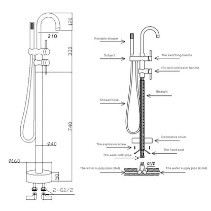 Luca Sanitair Vasca vrijstaande luxe slanke badmengkraan, mat zwart