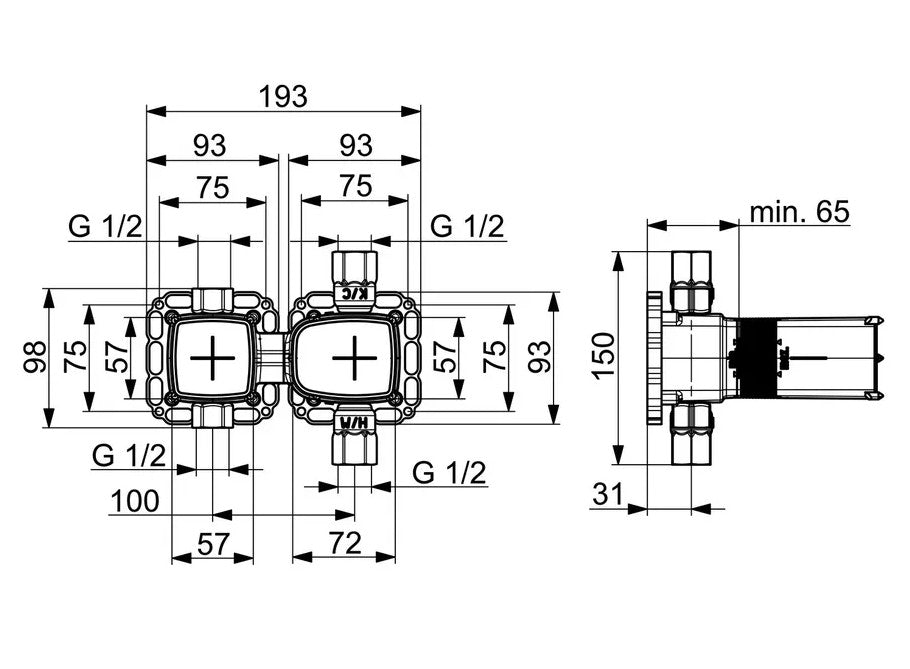 Hansa Matrix inbouwdeel voor thermostaat met omstel 44030100