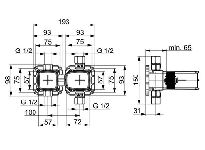 Hansa Matrix inbouwdeel voor thermostaat met omstel 44030100