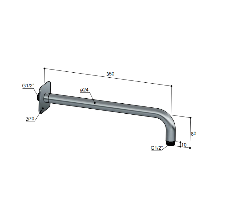 Hotbath Gal GL450 wandarm rond 35 cm mat zwart