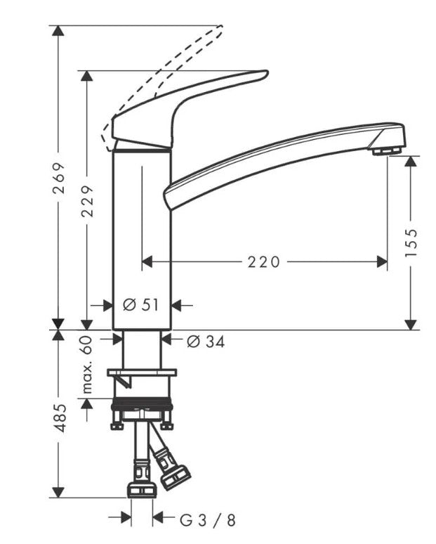 Hansgrohe Focus M41 keukenmengkraan chroom
