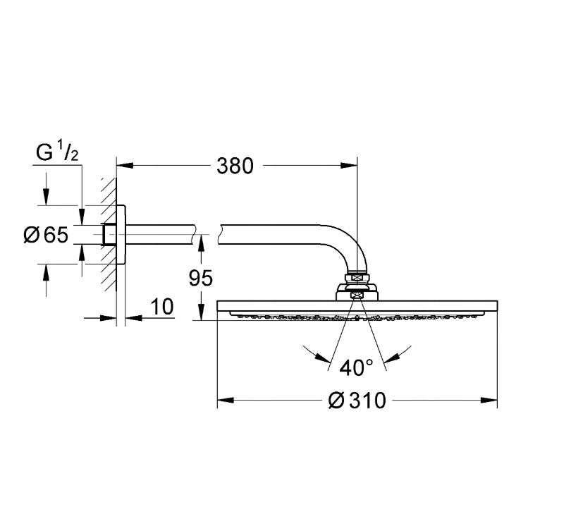 GROHE Rainshower Cosmopolitan 310 hoofddoucheset 31 cm met douchearm 38 cm, Goud - Cool Sunrise