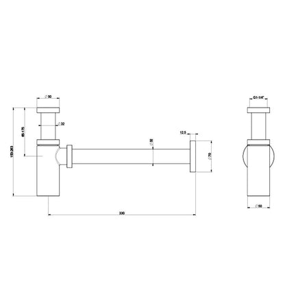 Gessi Tecnici Design bekersifon met rozet 1 14'' geborsten messing PVD