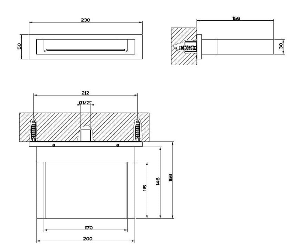 Gessi Rettangolo Cascada, waterval wandmontage RVS