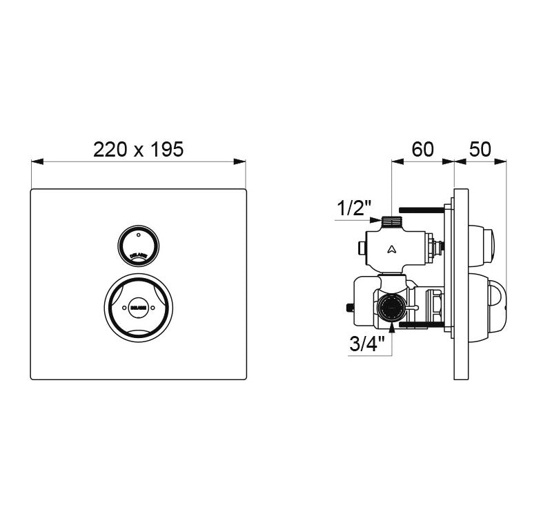 Delabie Securitherm zelfsluitende thermostaat douchemengkraan RVS