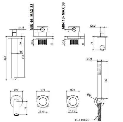 Bongio Time2020 Inbouw bad/douchekraan geborsteld 316 Roestvrij Staal