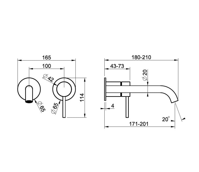 Gessi Intreccio 2-gats luxe wandmengkraan afbouwset, Geborsteld Messing PVD