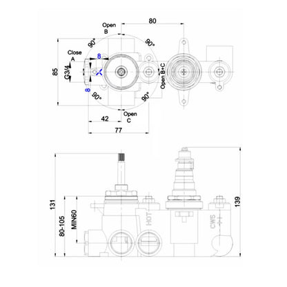 Crosswater MPRO douchekraan inbouwdeel 2 weg