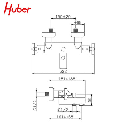 Huber Suite thermostaat opbouw badmengkraan chroom