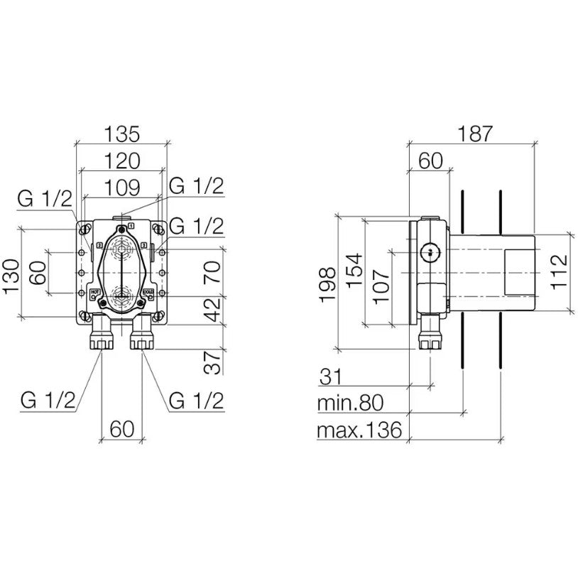 Dornbracht Universeel inbouwdeel thermostatisch 1/2" 3542597090