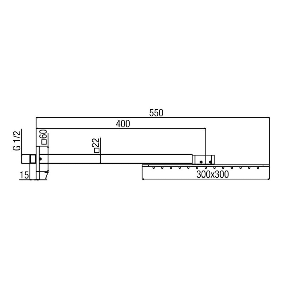 Alpi Idroterapia vierkant hoofddouche 300×300 mm met douchearm, chroom