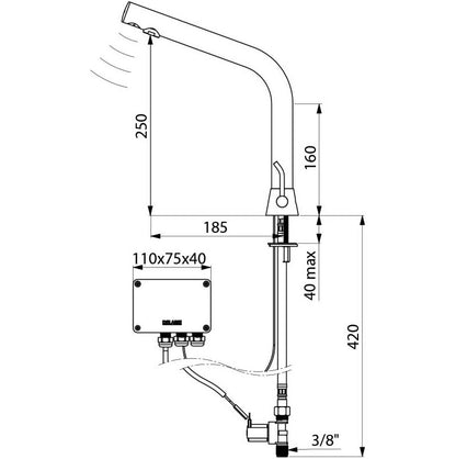 Delabie BLACK BINOPTIC MIX elektronische mengkraan H.250 mm, mat zwart