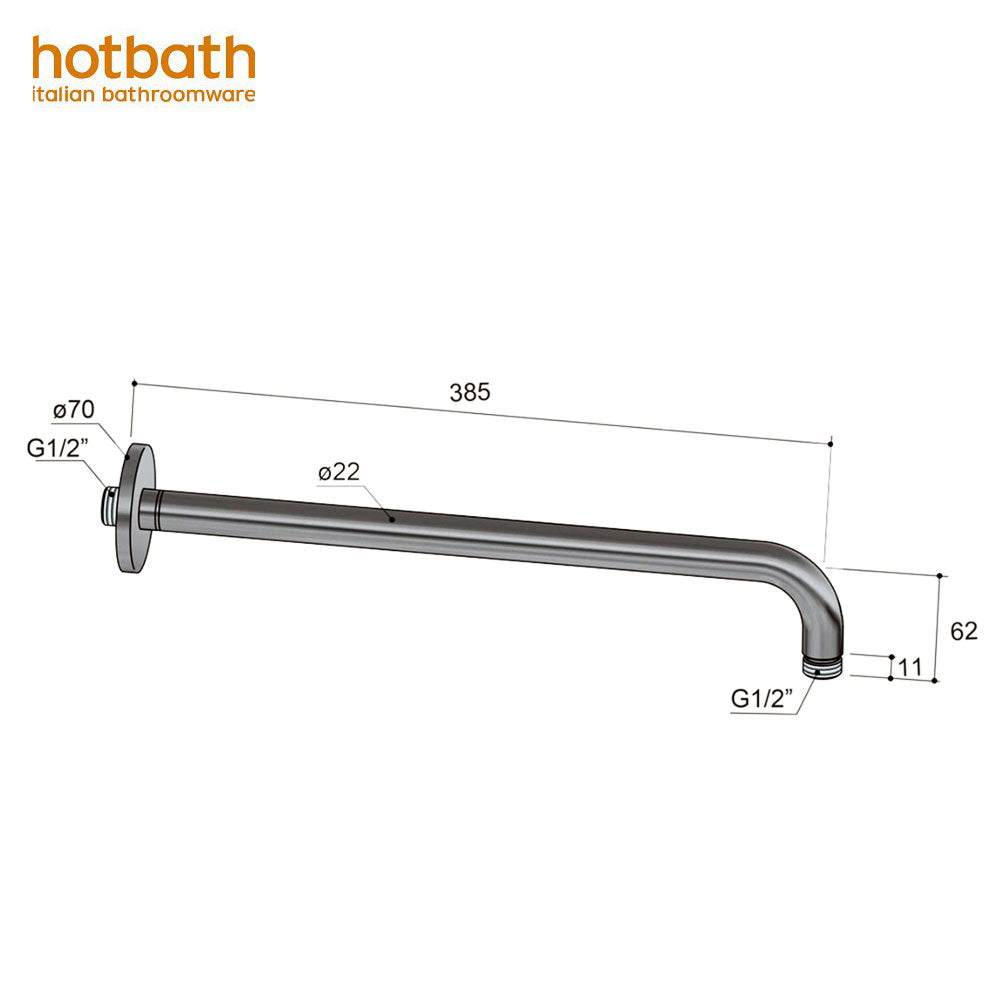 Hotbath Cobber CB450 wandarm rond 38.5 cm, gepolijst messing PVD