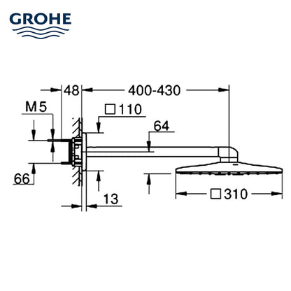 Grohe Rainshower SmartActive 310 Cube hoofddouche met wandbevestiging, chroom