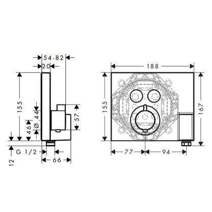 Hansgrohe ShowerSelect thermostaat inbouwset met Raindance hoofddouche, chroom