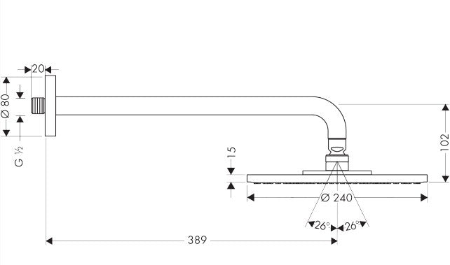 Hansgrohe Raindance Hoofddouche 240, 1 straalsoort, douchearm 39 cm, chroom