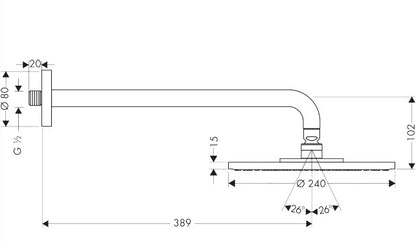 Hansgrohe Raindance Hoofddouche 240, 1 straalsoort, douchearm 39 cm, chroom