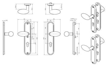 Intersteel ei golfclub set veiligheidsbeslag SKG*** met cilindergat PC72 draaibaar kruk/kruk RVS