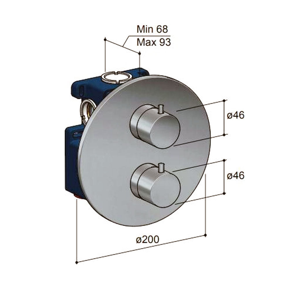 Hotbath Buddy B009EXT afbouwdeel inbouw thermostaat 2-weg omstel, Chroom (modeljaar 2019)