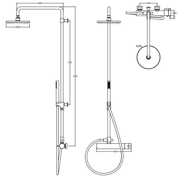 Waterevolution Flow douchecombinatie met thermostaat en regendouche chroom