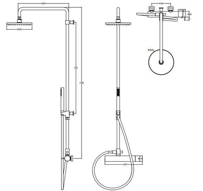 Waterevolution Flow douchecombinatie met thermostaat en regendouche chroom