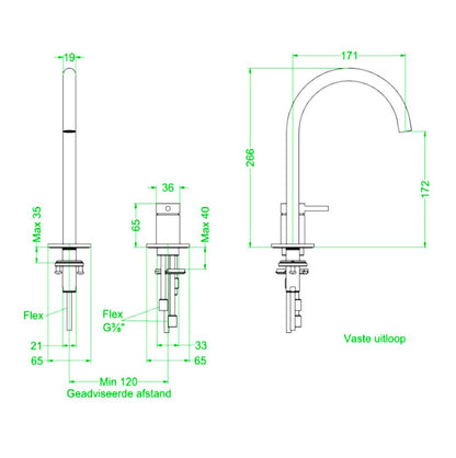 IVY Bond Coldstart 2-gats wastafelmengkraan, Geborsteld Nikkel PVD