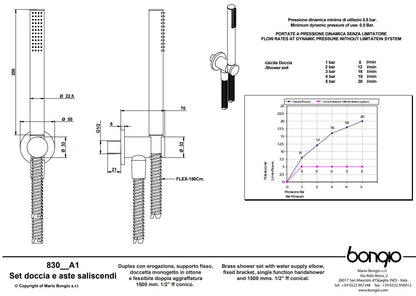 Bongio Squadra handdouche set met watertoevoer, geborsteld mat nikkel